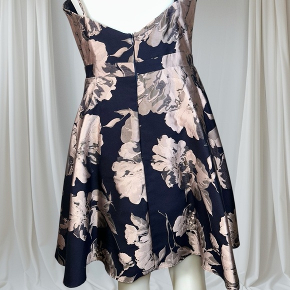 Xscape Navy and Gold Floral Mini Dress - Picture 7 of 12